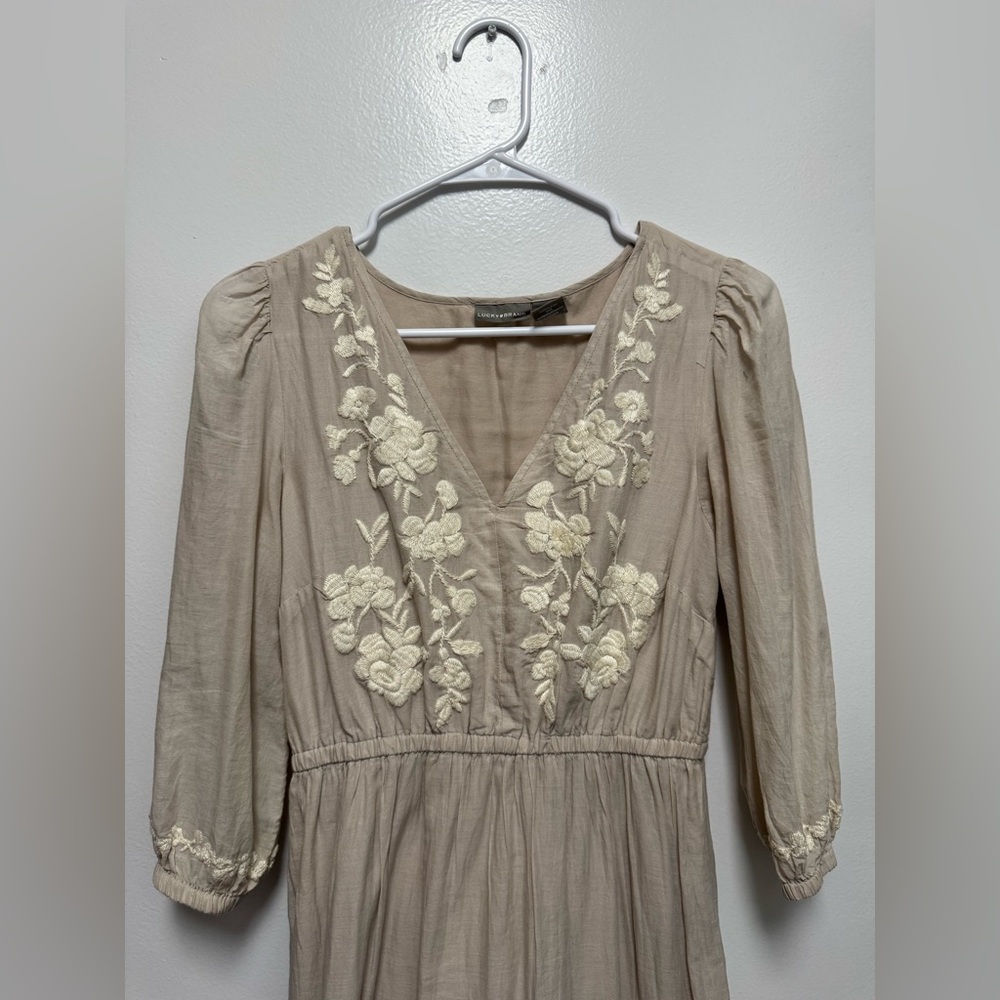 Lucky Brand Beige Embroidered Dress